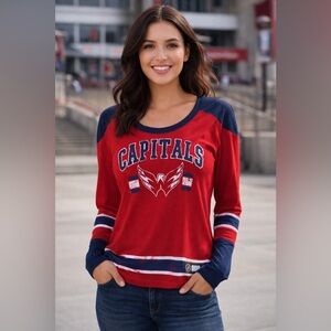 NHL Washington Capitals Long Sleeve Waffle Knit Long Sleeve Thermal Women L Red
